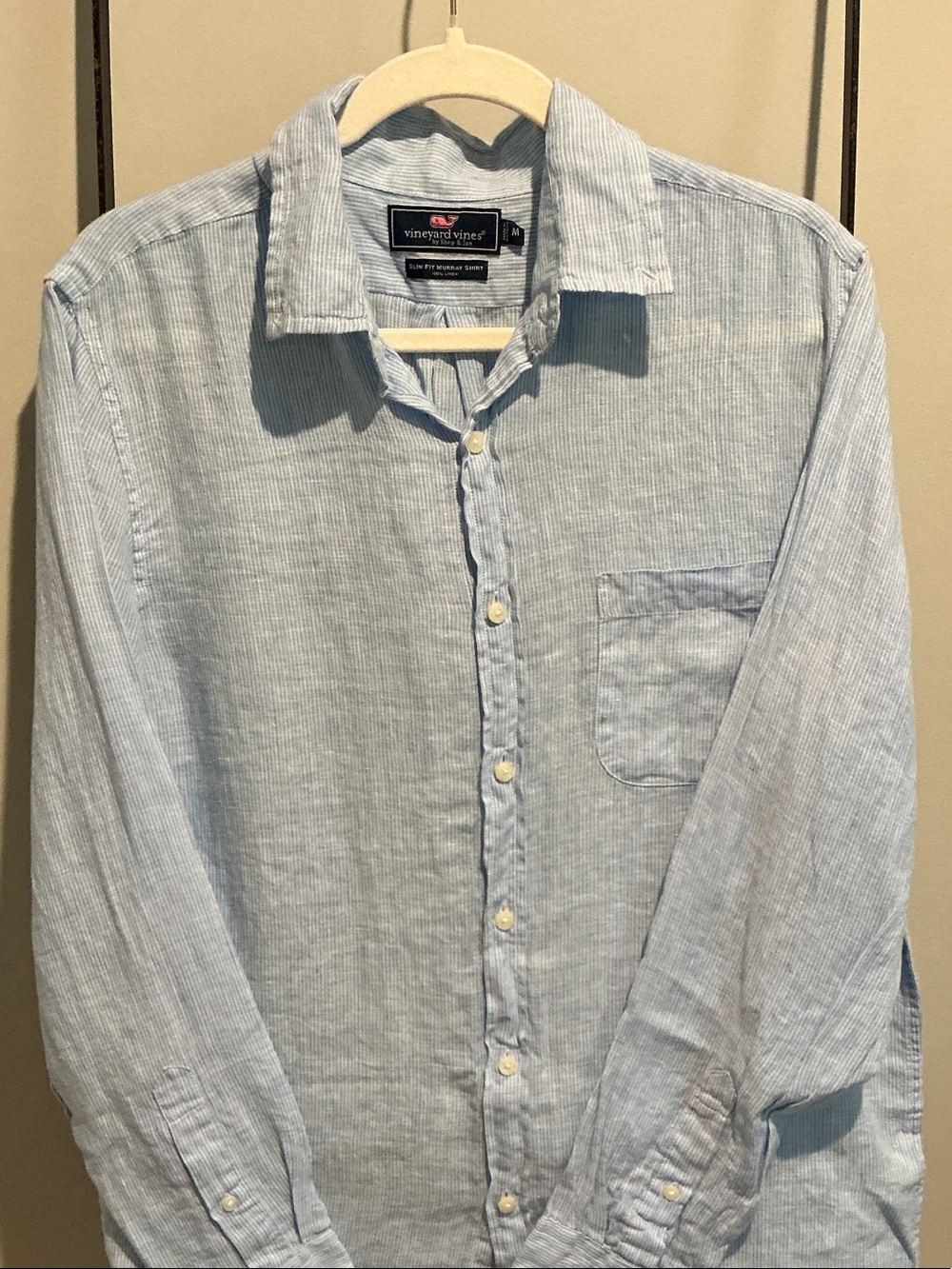 Vineyard Vines Pale Blue Striped Linen Button-Down Shirt